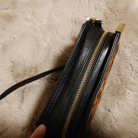 ICONIC REAL calf fur exotic look leather crossbody bag rich brushed gold EUC - Picture 7 of 10